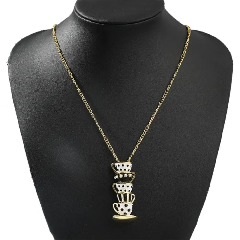 Alice in Wonderland Black & Gold Tea Party Necklace